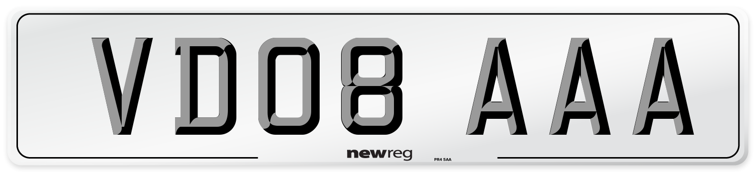 VD08 AAA Number Plate from New Reg